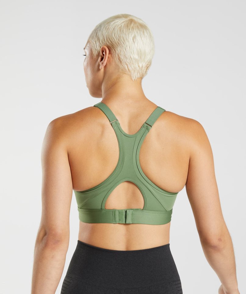 Women's Gymshark High Neck High Support Sports Bra Green | CA 01AN6D